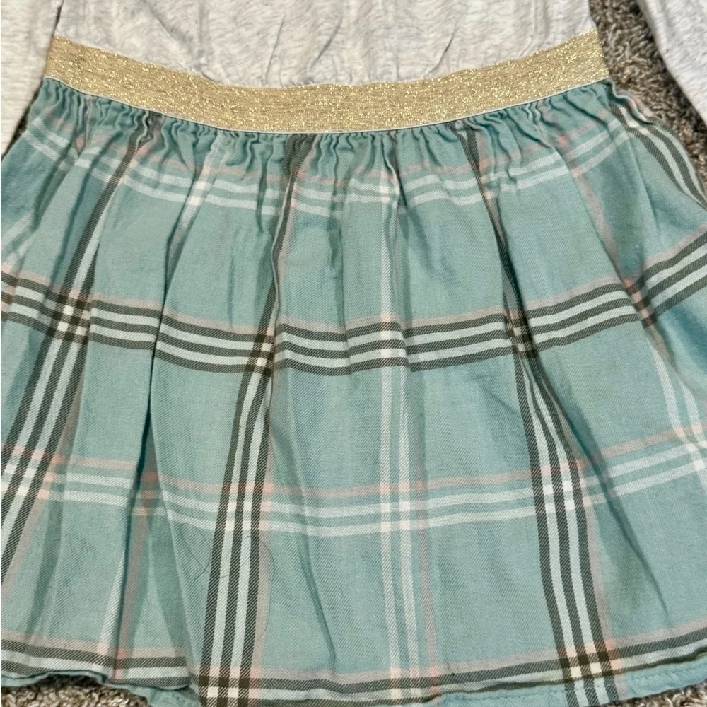 Carter’s Toddler Plaid Skirt Dress Gold Sparkle long sleeve Dress Size 4T